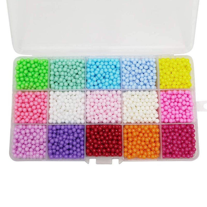 Chenkou Craft 3000PCS 1 Box 15 Colors Round Imitation Pearls Bead No Hole Solid Loose Beads Gem (Mix, 3mm) - Image 1